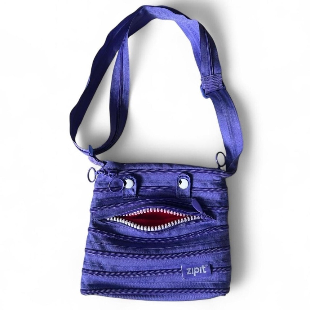 ZIPIT Purple Monster Face Crossbody Bag – Fun & Functional Zipper Purse